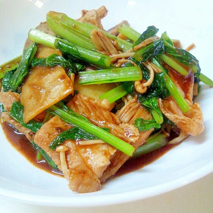 豚肉と小松菜の甜麺醤炒め